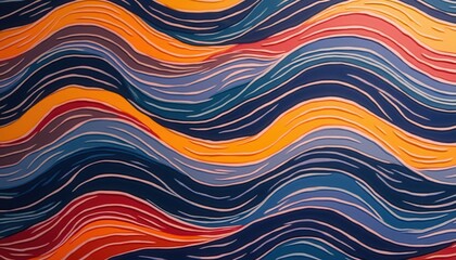 Poster - Vibrant abstract wavy lines in blue, orange, red, and purple