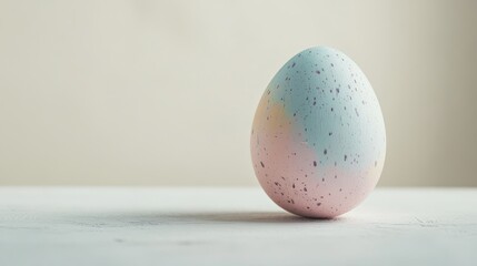 Poster - Decorated pastel egg on table in serene indoor setting