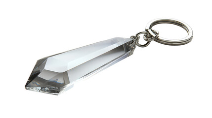 Poster - Elegant crystal keychain with light-reflecting facets Transparent background, PNG