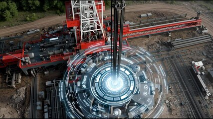 Poster - A futuristic scene with a large, glowing orb in the center
