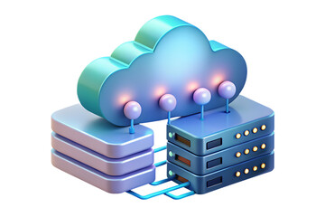 Fototapete - Three tier servers connect to the cloud in this tech illustration depicting computing, network and information technology, transparent background