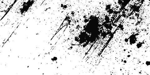 Aufkleber - Abstract ink splatter background with black and white textures. A dynamic and chaotic effect, movement with different sizes of spots, splashes, drips, drops and smudges. Isolated on white background. 
