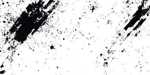 Aufkleber - Abstract ink splatter background with black and white textures. A dynamic and chaotic effect, movement with different sizes of spots, splashes, drips, drops and smudges. Isolated on white background. 