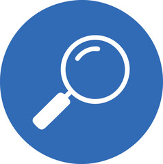 Poster - Explore the Possibilities A Magnifying Glass Icon in a Bold Blue Circle for Search, Discovery, and Detailed Examination on a Transparent Backdrop