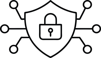 Poster - Cyber Security Shield with Lock Icon Digital Protection and Data Privacy