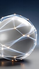 Poster - White Sphere Encased in Glowing Light Mesh Network