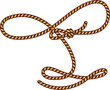 © Buch&Bee - Cartoon groovy wild west western twisted lasso rope forming loops and knots, symbolizing cowboy culture and rodeo skills. Vector coiled rope for cattle wrangling, ranch work and cowboy performances