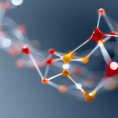 Poster - Elegant Abstract AI Mesh Network: Red Orange and Yellow Polygons