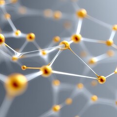 Poster - Elegant Abstract Network of Golden Spheres and White Lines