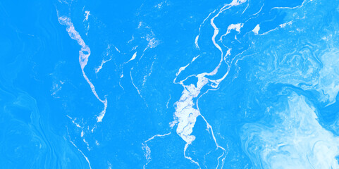 Poster - Abstract blue marble texture with white splashes, Closeup surface blue marble pattern foe wall design, Blue marble texture background with white veins.
