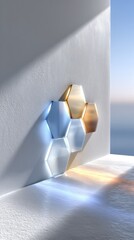 Poster - Floating Translucent Hexagonal Tiles Casting Soft Light