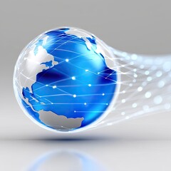 Poster - Futuristic Blue Globe with Data Connections