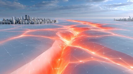 Poster - Futuristic Cityscape with Glowing Energy Field
