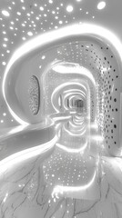 Poster - Futuristic White Tunnel Architecture with Dot Elevation