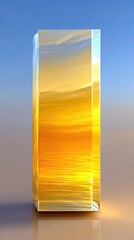 Leinwandbilder - Glass Block Reflecting Sunset: Minimalist Abstract Artwork