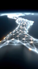 Poster - Global Network Connections: Illuminated Digital World Map