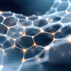 Poster - Glowing Blue Hexagonal Network Abstract Background