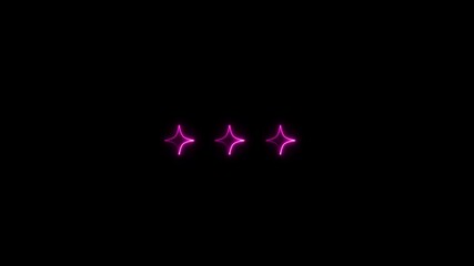 Wall Mural - Pinwheel star icon glowing neon white color animation. 3 star rating neon 4k animation.