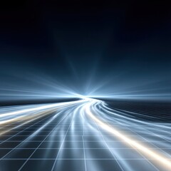 Poster - Glowing Digital Path on Dark Grid: Abstract 3D Network
