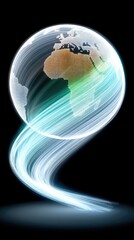 Poster - Glowing Earth Globe with Light Trails: Global Network Concept