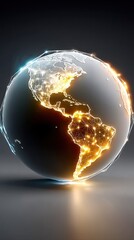 Poster - Glowing Earth with Network Connections