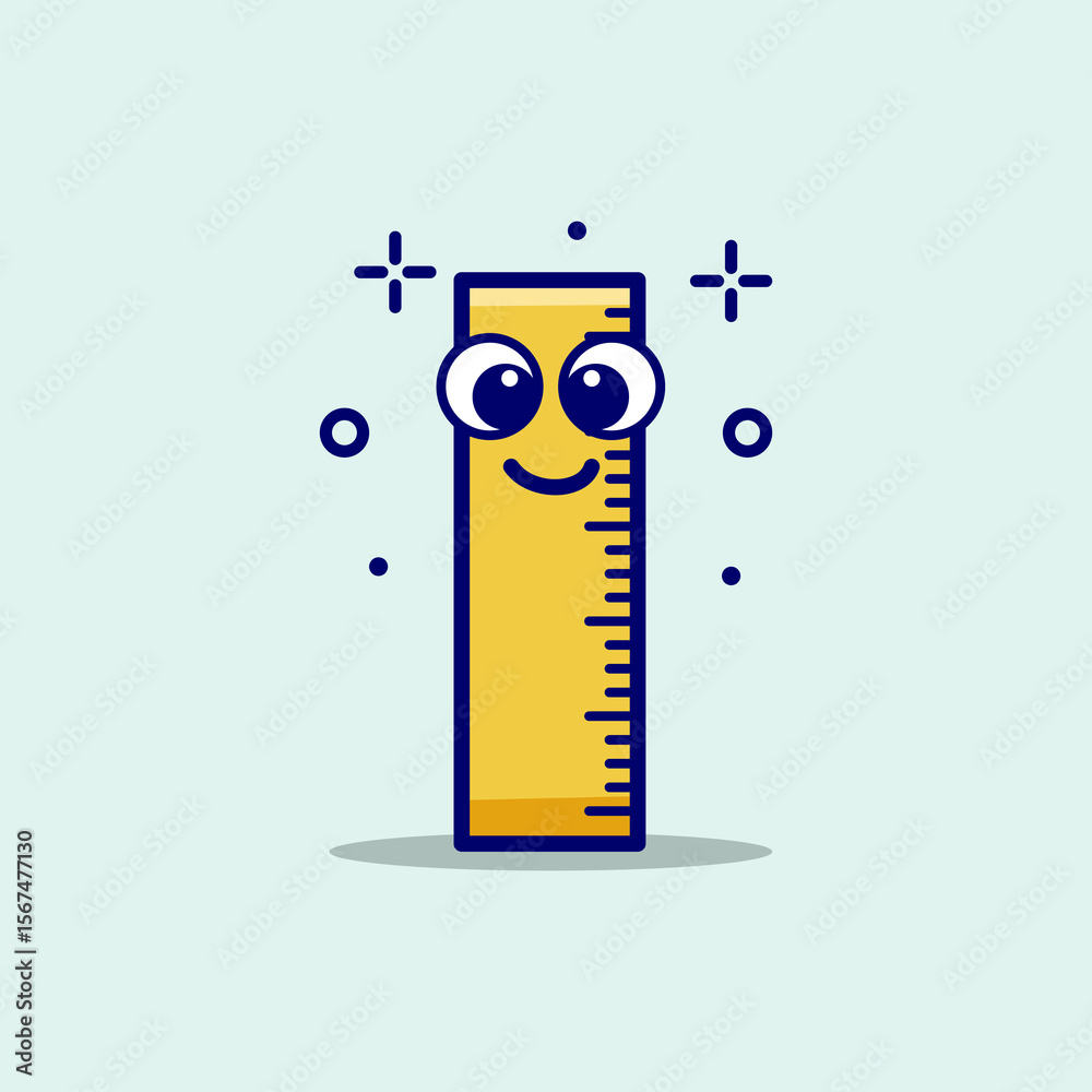 Times Ruler Cartoon School long ruler cute cartoon vector hand drawn Stock Vector | Adobe Stock