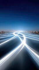 Poster - Glowing Network Lines on Night Highway Over City