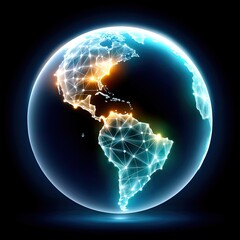 Poster - Glowing Network Web Covering Planet Earth