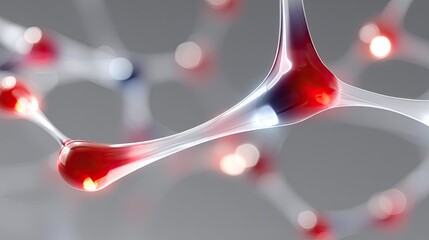Poster - Glowing Red And White Network Mesh Nodes Abstract 3D Render