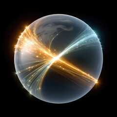 Fototapete - Glowing Sphere with Energetic Light Trails and Particles