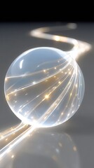 Fototapete - Glowing Sphere with Network Mesh and Light Trails