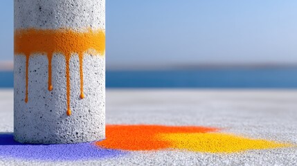 Leinwandbilder - Graffiti-Covered Concrete Pillar with Paint Drips