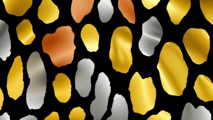 Poster - Gold and silver patterned background with a variety of different colored rocks. The rocks are scattered throughout the background and some are larger than others. Scene is one of warmth and coziness