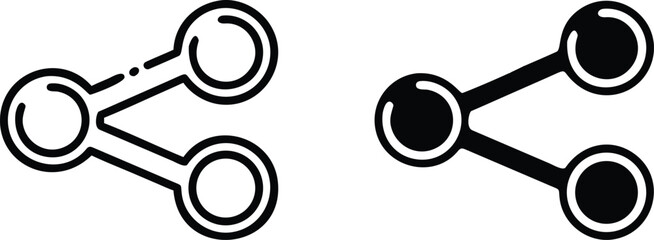Poster - Share Connection Icons – Black and White Network Node Vector Symbol Set
