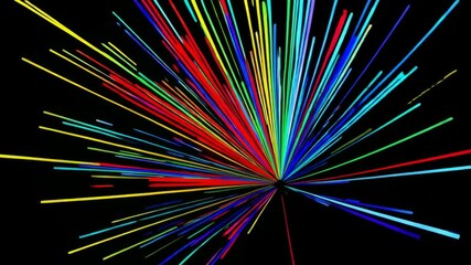Poster - Colorful rays expanding from center on black background
