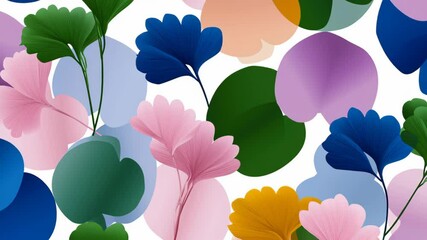 Poster - Colorful flower pattern with a variety of colors including pink, blue, and yellow. The flowers are arranged in a way that creates a sense of movement and energy. Scene is cheerful and uplifting