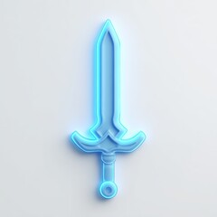 Fototapete - Glowing Light Blue Fantasy Sword 3D Render on White Background