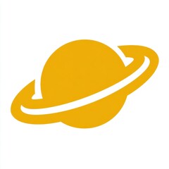 Fototapete - Gold Planet with Rings Simple Space Illustration