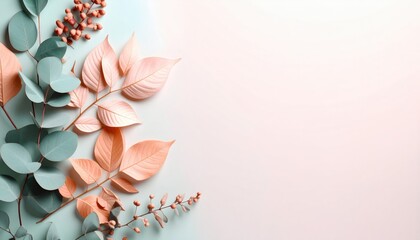 Aufkleber - Botanical arrangement of dried leaves creative studio artwork minimalist environment aesthetic viewpoint nature concept