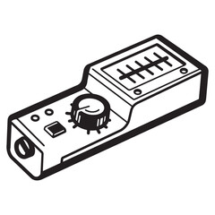 Poster - Simple black and white graphic illustration of an audio equipment control panel device