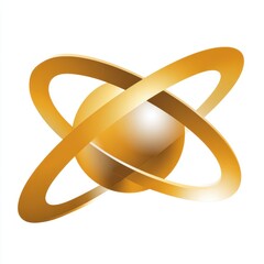 Fototapete - Golden Sphere with Orbiting Rings Abstract Illustration