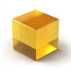 Fototapete - Golden Translucent Cube on White Background