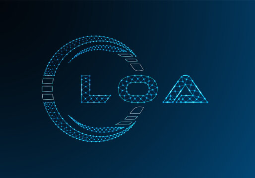 LOA low poly letter logo vector design. LOA lower poly logo design. Low poly logo.