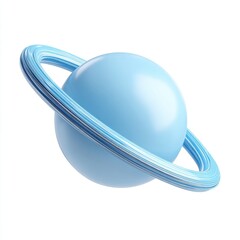 Fototapete - Light Blue Planet with Detailed Ring System in 3D Render