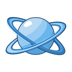 Fototapete - Light Blue Planet with Orbiting Rings Pixel Art Space Illustration