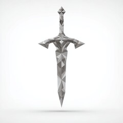 Poster - Low Poly Silver Sword Geometric Abstract Illustration