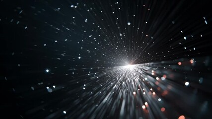 Poster - Abstract Light Streaks Radiating from a Central Point in a Dark Background, creating a futuristic, ethereal, and dynamic visual, motion blur effect