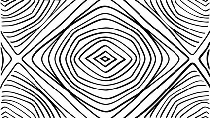 Poster - Abstract black and white organic lines forming a concentric diamond pattern