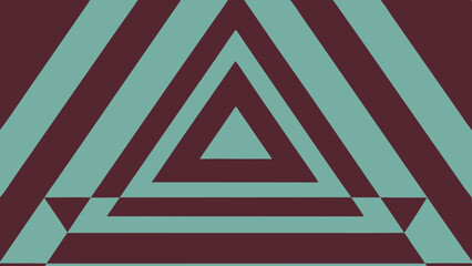 Poster - Concentric triangles pattern with teal and burgundy stripes