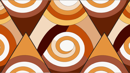 Poster - Retro 1970s style abstract geometric pattern with warm earth tones